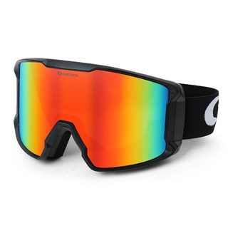 Oaklans 高級滑雪護目鏡 S7 + 硬殼收納盒 + 清潔兩用袋, 黑色鏡框 + 紅色鍍膜鏡片