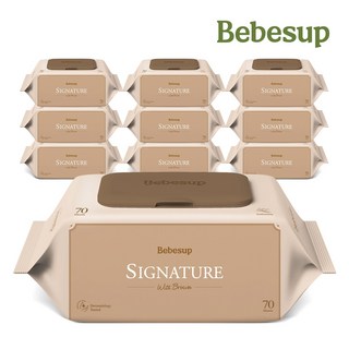 베베숲 시그니처 위드 브라운 아기물티슈 캡형, 65g, 70개입, 10개