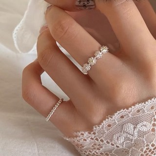 heya.std 清新Daisy Whisper小雛菊戒指 A33 花花鋯石戒指 銀飾開口戒指