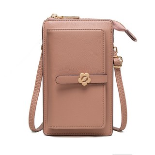 韓版時尚觸控手機包 7吋手機可用 斜背/單肩手機包, 小花款粉色