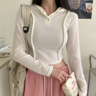 기모 똑딱 단추 반오픈 라인 셔링 후드 티셔츠