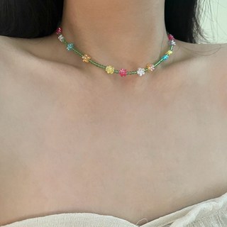 여름 비즈 플라워 포인트 여성 패션 목걸이