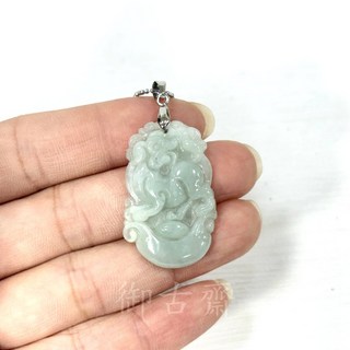 御古齋 精選天然A貨翡翠 十二生肖冰種玉珮項墜 (中款) 保平安, 1個, 狗