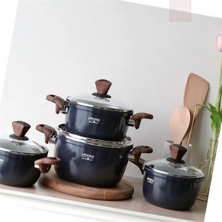 돼지네만물상 디자인이이쁜 국물용기 18cm 양수 스톤코팅 라면냄비, 나리히라대리석 18양, 1개