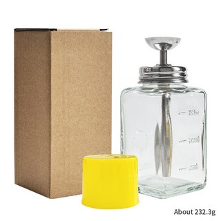 美甲玻璃壓瓶 漏斗按壓式酒精瓶 卸甲水空瓶 清潔液水晶液壓瓶 180ml，分裝方便，精準按壓取量，耐腐蝕玻璃材質, 1個, 全銅芯玻璃按壓瓶(180ML), 透明