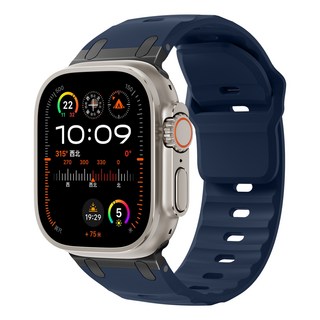 밴드톡 애플워치 호환 계단 메탈 실리콘 스포츠 스트랩 밴드11 10 9 8 7 6 5 4 3 2 se2/3 ultra2/3, 미드나잇블루, 1개