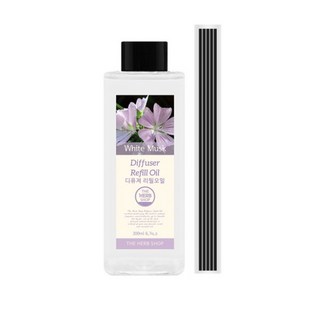 더허브샵 디퓨저 리필 오일 + 섬유스틱 5p, 화이트 머스크, 200ml, 1개