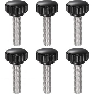 uxcell 6pcs 너들 클램핑 노브 M6 x 60mm 미터법 304 스테인리스 스틸 남성 나사산 엄지 나사 타입 22mm 플라스틱 원형 헤드 나사산 핸드 볼트 스터드 노브, Stainless Steel, M8 x 30mm x 22mm