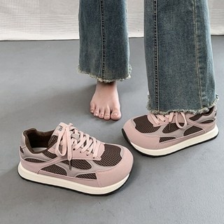 新款厚底百搭網面阿甘鞋女2025夏季透氣德訓鞋復古輕便休閒運動鞋