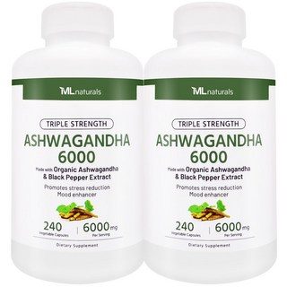 [미국빠른직구] 신제품 마이라이프 내추럴스 아쉬와간다 6000mg, 2개, 240정