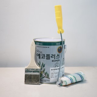 KCC 숲으로에코플러스K 무광 백색 친환경페인트 벽지 벽면 (붓 로라 포함), 아이보리, 1개, 3.78L