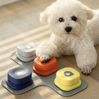 포비 강아지 소통벨간식 버튼 반려동물 훈련 소통벨 강아지 고양이, 다크블루 + 옐로우 + 오렌지 + 제이드그린, 1세트