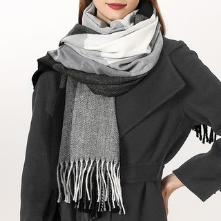 로안폴린 Faux 캐시미어 빅 체크 롱 머플러