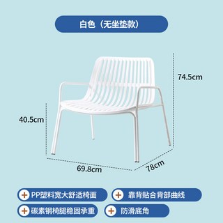 白色PP塑料單人休閒椅 碳素鋼椅腳 舒適坐面 適用客廳臥室陽台, 白色