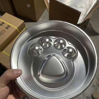 萌寵樂園 防滑304不銹鋼狗狗慢食碗 中大型犬防噎緩食碗 寵物碗架組 狗狗餐桌 寵物碗, 1個, 304狗臉碗【中大型】22直徑