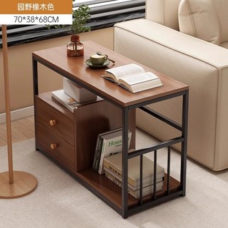貓嶼 現代簡約小桌子置物架 小戶型茶桌邊幾 客廳家用沙發邊櫃, 【落地款】園野橡木色70*38*68cm