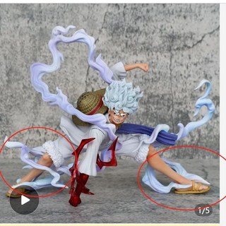 海賊王 太陽神尼卡 魯夫 變身 覺醒 動漫 模型, 1個, 蹲姿捶地路飛（袋裝無彩盒）腳上特效件需要組裝不是壞了也不是掉了