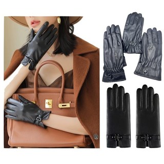 秋冬女款 保暖可觸屏 防寒防水騎車手套 加絨加厚皮革手套 寒流必備