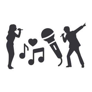 오피스왕국 노래 마이크 음악 음표 그래픽 스티커 music13, 다크그레이