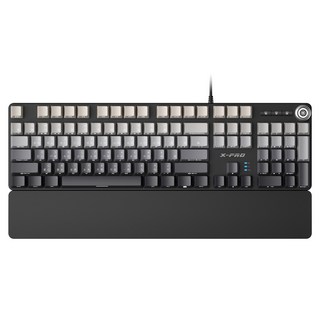 X-PRO 機械鍵盤 熱插拔 磁吸式手托 雙色鍵帽 20種燈效, 黑色漸層, 青軸