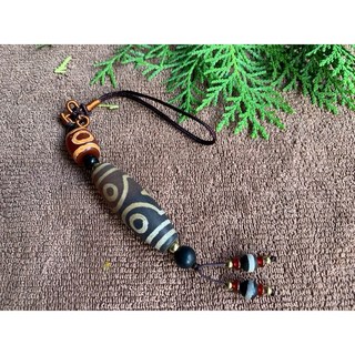 畫意坊 瑪瑙 西藏三眼天珠 九眼天珠 吊飾掛件 汽車鑰匙鏈 手工編織創意禮品包包掛飾 轉運文玩, 1個, 三眼天珠款