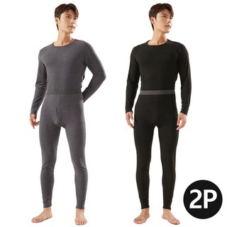 2P 남성용 초극세사 순색 초박형 내복 겨울 보온 발열 내의 세트 HJ