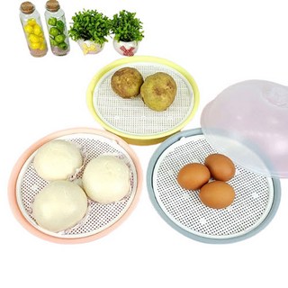 웰굿즈 전자렌지용 간편찜기 라면 계란찜 밥 간편요리, 파스텔 그레이, 1개