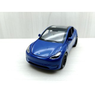 宅米吉 全新盒裝現貨 1:32 特斯拉 TESLA MODEL Y 藍色 透明天窗 合金 模型車 聲光車 收藏, 1個