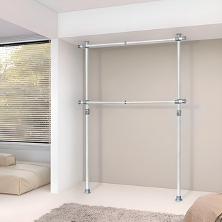 가화홈시스 38mm 튼튼한 굵은기둥 와이드가로봉 2단 B2200, 아이보리(기둥) + 그레이(부품)