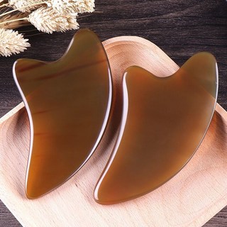 牛角刮痧板 全身通用面部美容按摩頸部背部刮痧片套裝, 心形牛角2個,天然牛角, 1個