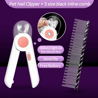 Fenice 전문 고양이 그루머 빗 애완 동물 테이퍼 헤어 브러시 스테인레스 스틸 핀, 07 nail clippers comb S, 1개