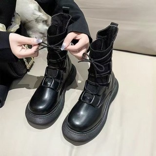 時尚女款高筒馬丁靴：舒適舞蹈靴，個性綁帶設計，厚底增高，展現多樣風格