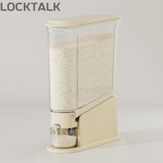 락톡마켓 투명 원터치 밀폐 틈새 쌀통 슬림쌀통 잡곡통 쌀보관함, 1개, 크림+투명