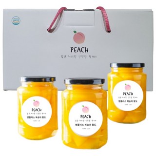 영플러스 복숭아 병조림 3병 선물세트, 1박스, 황도3병