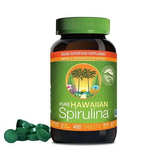 Pure Hawaiian Spirulina 500mg 정 400정 천연 영양이 풍부한 슈퍼푸드 면역 도움 및 에너지 비건 컴플리트 단질 논 GMO, 1개