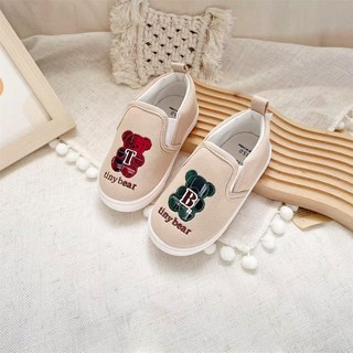 兒童卡通小熊帆布鞋 男女童春秋單鞋