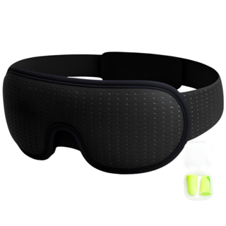 어나더랩 쿨링 수면안대 3D 암막 파우치 귀마개 포함, 블랙, 1개, 1세트