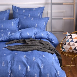 HOFY 銀離子床包枕套組 清藍小樹圖案 單人3.5尺 台灣製造寢具