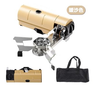 【台灣熱銷Top1】【台灣24h快速出貨】便攜式防爆摺疊卡式爐 戶外迷你卡式爐 露營卡式爐 蜘蛛爐 折疊卡式爐 卡式瓦斯, 三爐頭升級款－沙色【3500W猛火】, 1個