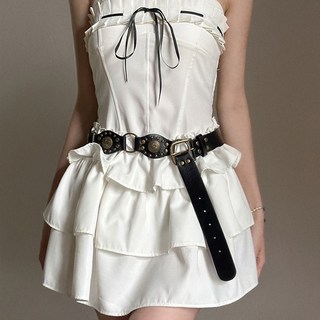 新款女生腰帶 棕色腰帶 牛仔褲袋 西裝皮帶 皮帶 褲帶 女皮帶 精品皮帶 西部牛仔復古皮帶 美食辣妹風铆钉牛仔褲袋