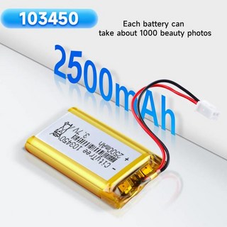 CityTree 103450 3.7V 2500mAh 폴리머 리튬 충전식 배터리 JST PH 2.0mm 2핀 플러그 GPS 네비게이터 MP5 블, 02 1PC Battery, 01 CHINA