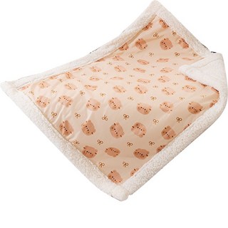 寵物格子墊，柔軟舒適雙層加厚保暖，草莓橘子圖案輕巧便攜, 棕色糖果女孩, 1個