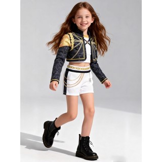 新款女孩獵魔女團cos服裝兒童流行歌手童裝套裝惡魔獵人