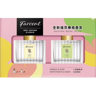 Farcen室內擴香組，小蒼蘭麝香/白桃雪松，雙重香氛，淨化空氣，提升居家品味, 1套, 600ml, 小蒼蘭麝香, 白桃雪松