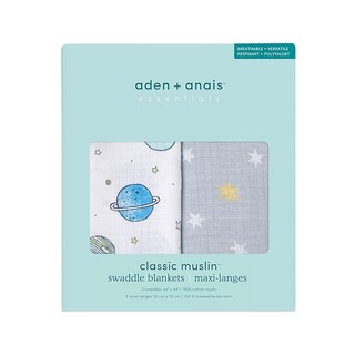 aden + anais essentials (에덴앤아네이 에센셜즈) 일본 정품 space cadet ESWC20015W 112x112cm 모슬린 코튼 스와들 호두 2장 세트 신생아