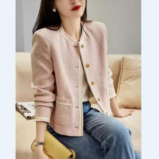 패션고리 여성 라운드넥 고급 슬림핏 트위드 자켓 H59