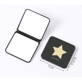 雙面化妝鏡 放大鏡 隨身攜帶 小鏡子 便攜 折疊鏡 E0220734, 1個, 星星