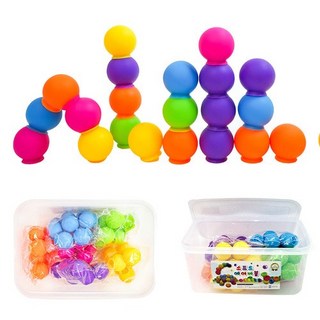 소프트에어버블블럭 48p 블럭연결 말랑말랑 실리콘 흡착 푸쉬팝 뽁뽁이블럭 방울공 쌓기 놀이 장난감, 1개