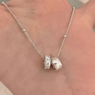 [925 Silver] 델리아 구슬 체인 볼드 스톤 목걸이 데일리 우아한 베이직 빈티지 특별한 포인트 우아한 큐빅 선물 은 실버 주얼리