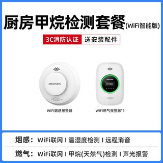 海康威視燃氣報警器 家用廚房防洩漏丙烷煤氣一氧化碳天然氣警報器 一氧化碳警報器 瓦斯警報器 露營警報器, 廚房甲烷檢測套餐（WiFi智能版）, 1個